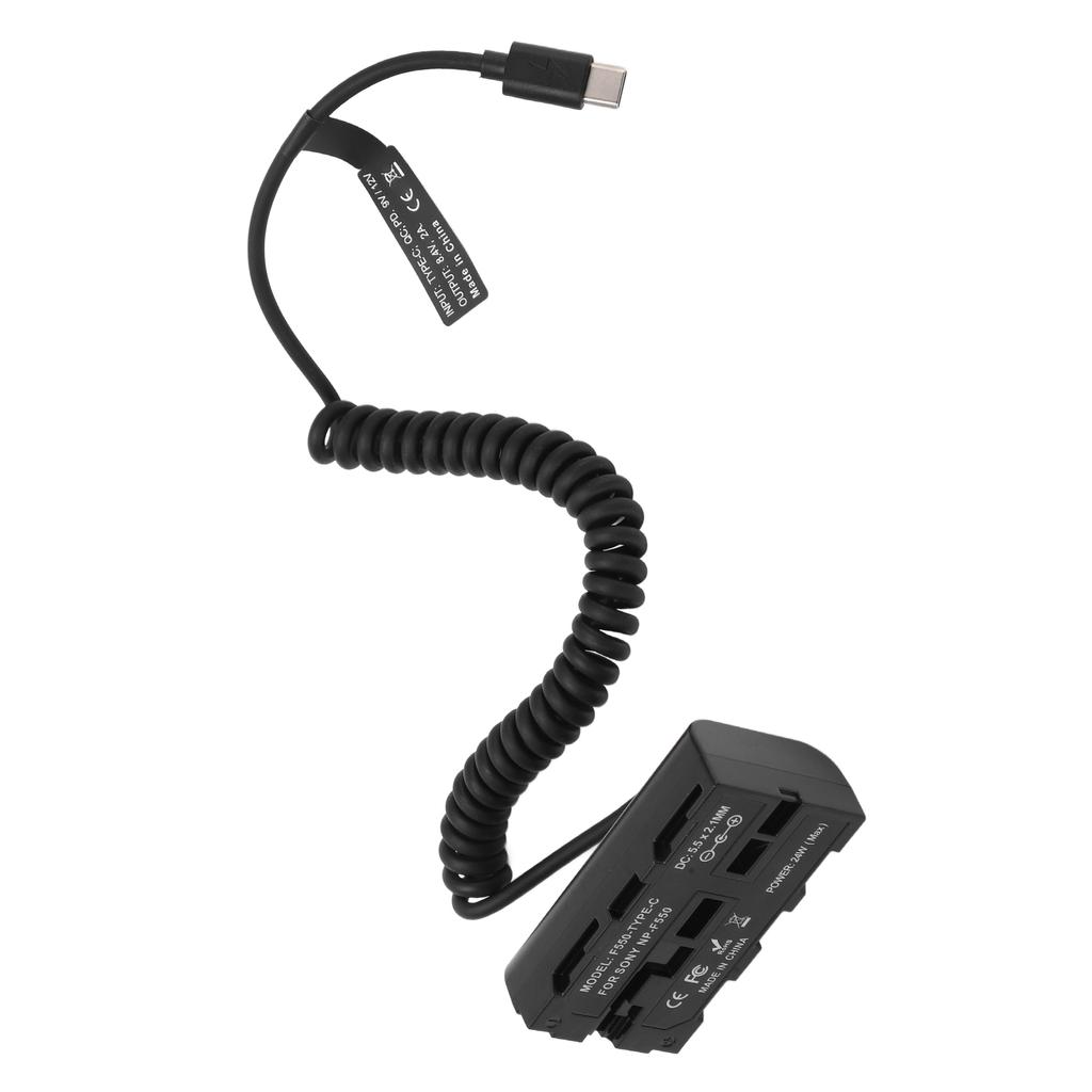 Кабель питания пружины типа C к NP F550, фиктивная батарея, адаптер питания для подсветки монитора