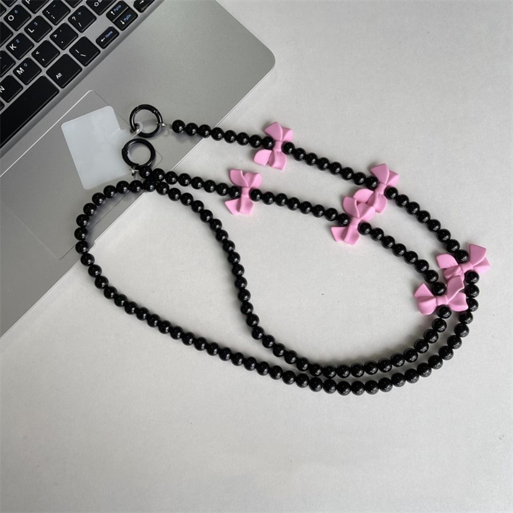 Bow Mobile Phone Chain Heart Beads Phone Strap Kawaii Cellphone Lanyard Girls