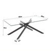 Coffee table made of tempered glass, rectangular coffee table, black shaped metal legs, modern living room table, black-H46/B100/T60 cm