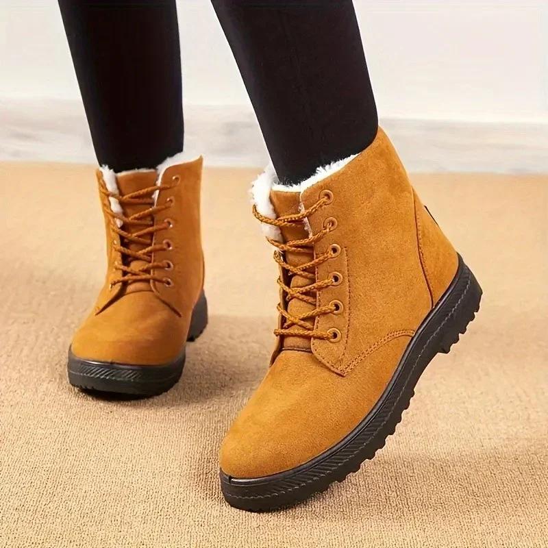 Fashion Women Boots Plus Size 43 Snow Boot for Women Winter Shoes Heels Winter Boots Ankle Botas Mujer Warm Plush Insole Shoes Woman