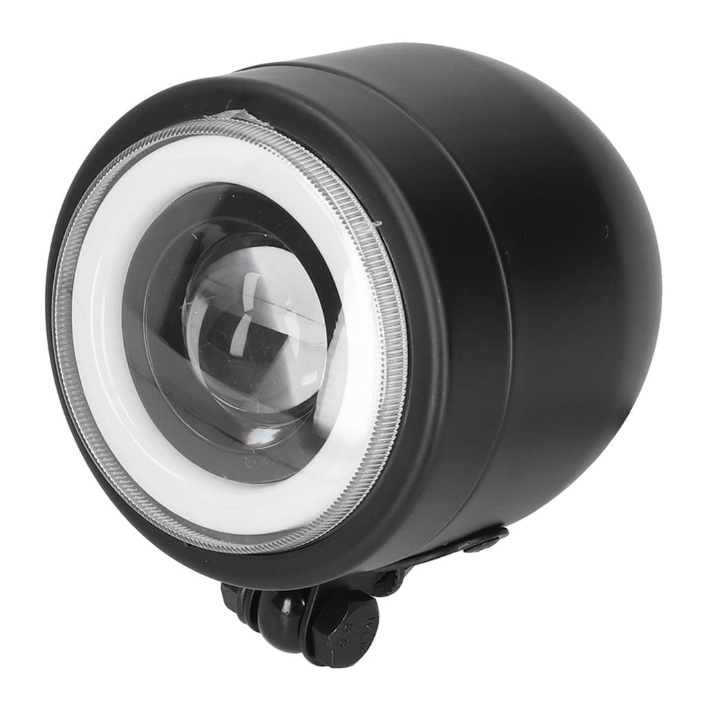 LED Headlight Vintage Round Angel Eye Front Lamp Fit for Motorcycle Cruiser Choppers Bobber Cafe Racer(White Yellow