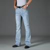 New Men's Business Casual Pants Male Mid Waist Elastic Slim Boot Cut Semi-Flared Four Seasons Bell Bottom Jeans 28-40