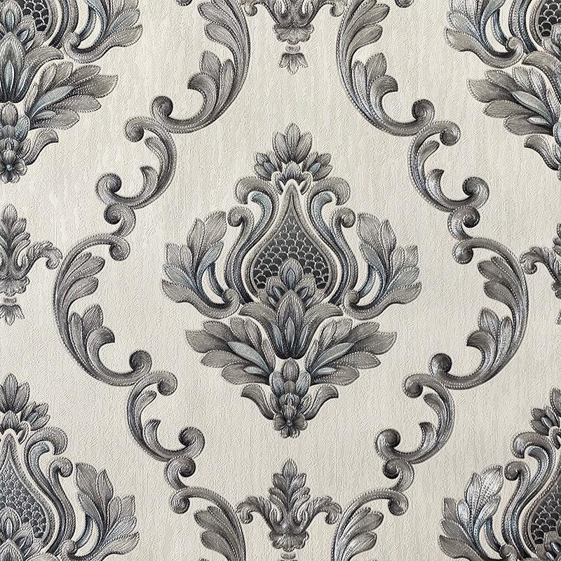 Темно-синие 3D европейские обои с крупными цветами, фон для спальни, гостиной, отеля, роскошные рельефные обои «Дамаск»