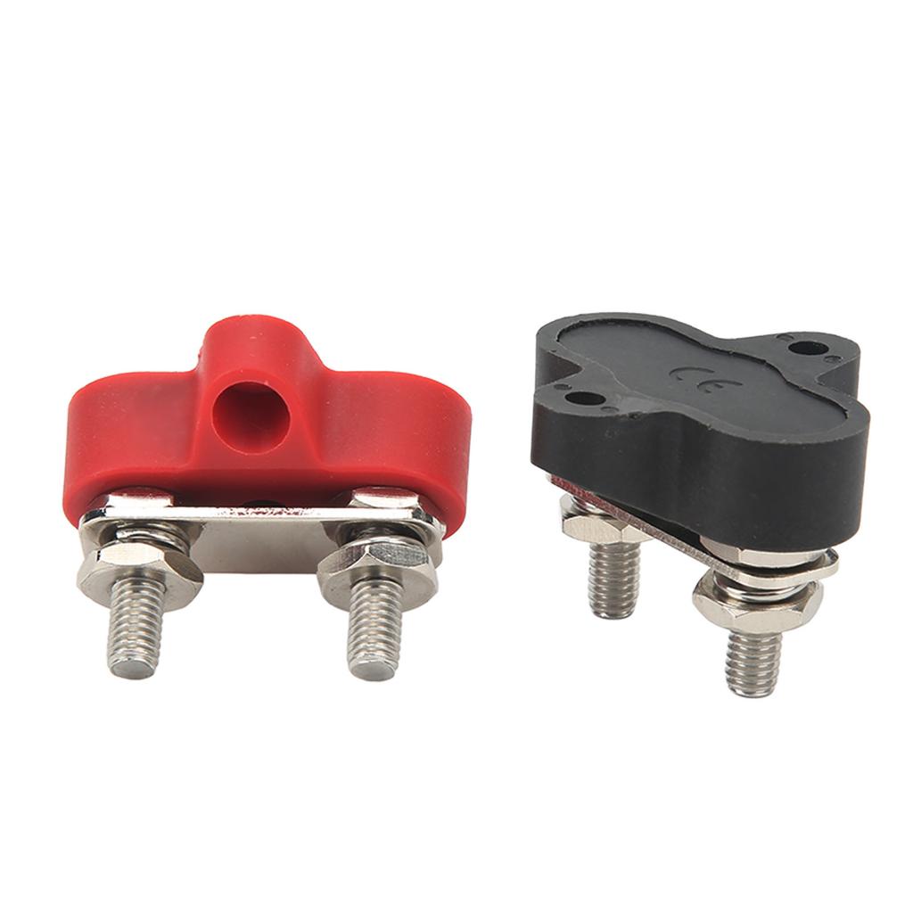 2pcs Power Distribution Terminal Block 48V M6 Positive Negative 2 Studs Battery Junction Block