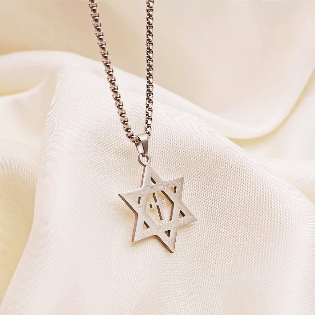 Модное ожерелье из титановой стали: Унисекс Подвеска из нержавеющей стали в виде полой звезды, Длинная цепочка