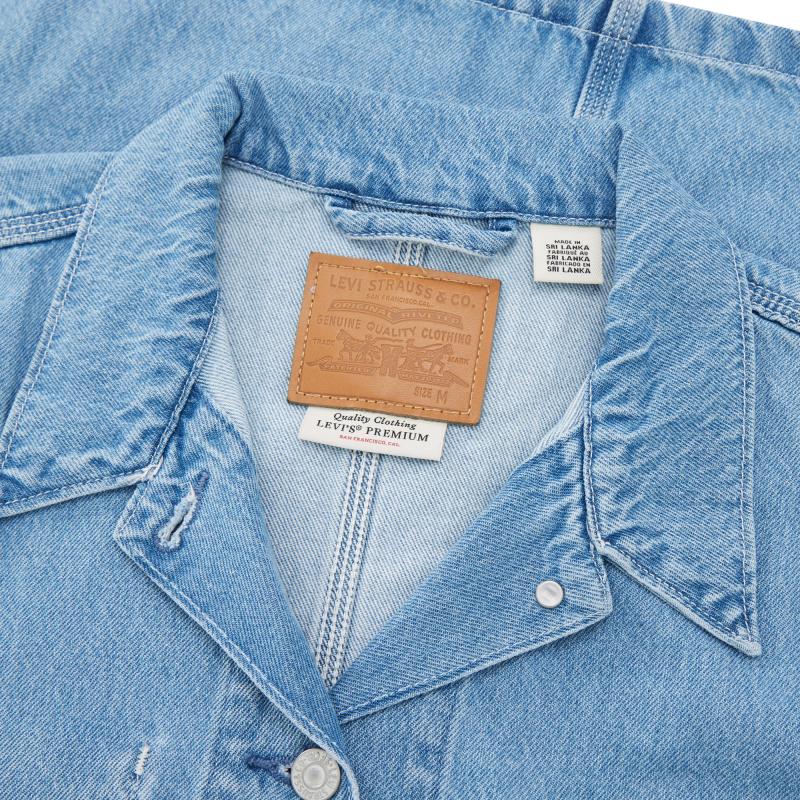 Джинсовая куртка Levis Solid Color Multi-Pocket Straight Cut с длинным рукавом и одной пуговицей, мужские куртки, светло-голубые, A6190-0001
