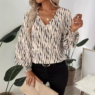Женская элегантная рубашка с V-образным вырезом на осень, блузки, рубашки, топы, женская одежда