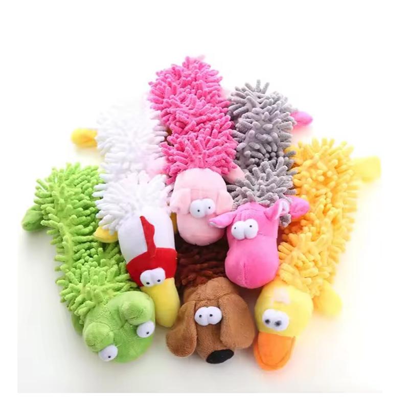 Mop Hair Plush Squeaky Dog Toy Self Amusing Dental Chew Toy Bite Resistant Teeth Cleaning Interactive Entertainment Pet Toy