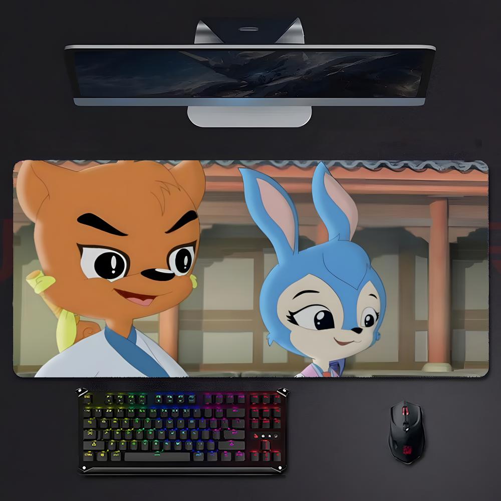 Cute Classic Anime Rrainbow Cat And Blue Rabbit Mouse Pad Mousepad Large Gaming Lockedge Thickened Pc Table Desk Mat