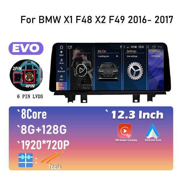 IPS Новый Android 14 Для BMW X1 F48 X2 F49 (2016- 2017)  Автомагнитола GPS Навигация Мультимедиа Видео NBT и Система EVO 2018-2020