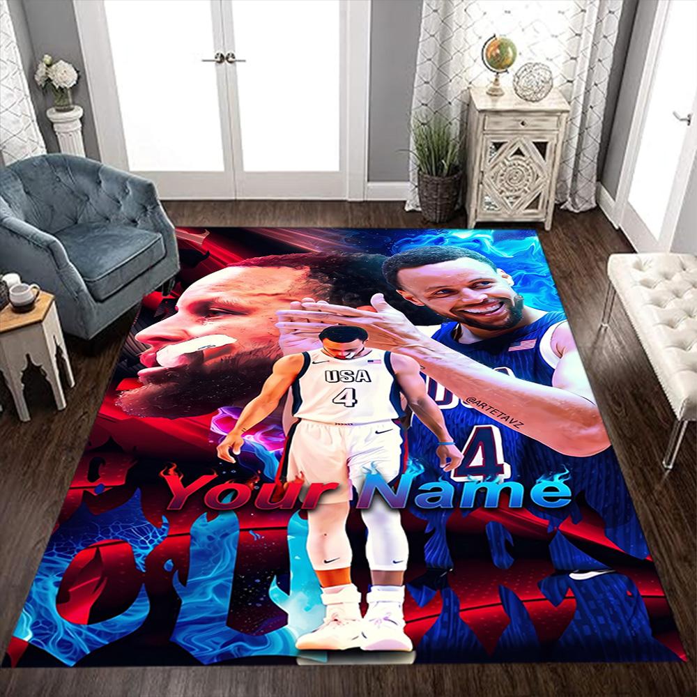 Golden State Warriors Curry Personalized Text Carpet Design for Entryway Game Room Study room Decorate room Antislip Carpet Office home decor