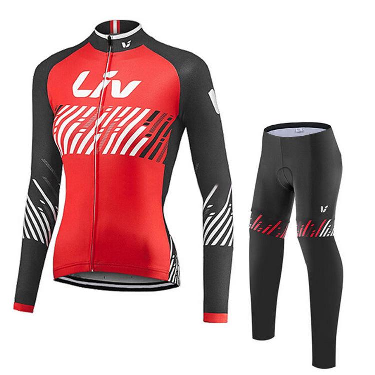 Long-sleeved Cycling Suit, Outdoor Cycling Trousers with Seat Cushion Long-sleeved Suit, Autumn Breathable Cycling Suit Suit.