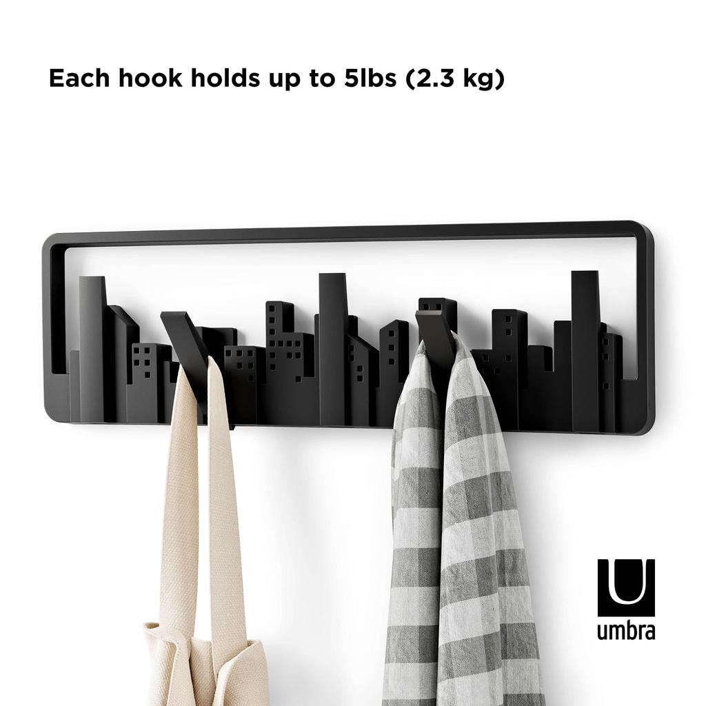 Umbra SKYLINE MULTI HOOK Wall Hook Hanger, Black, 2318190-040