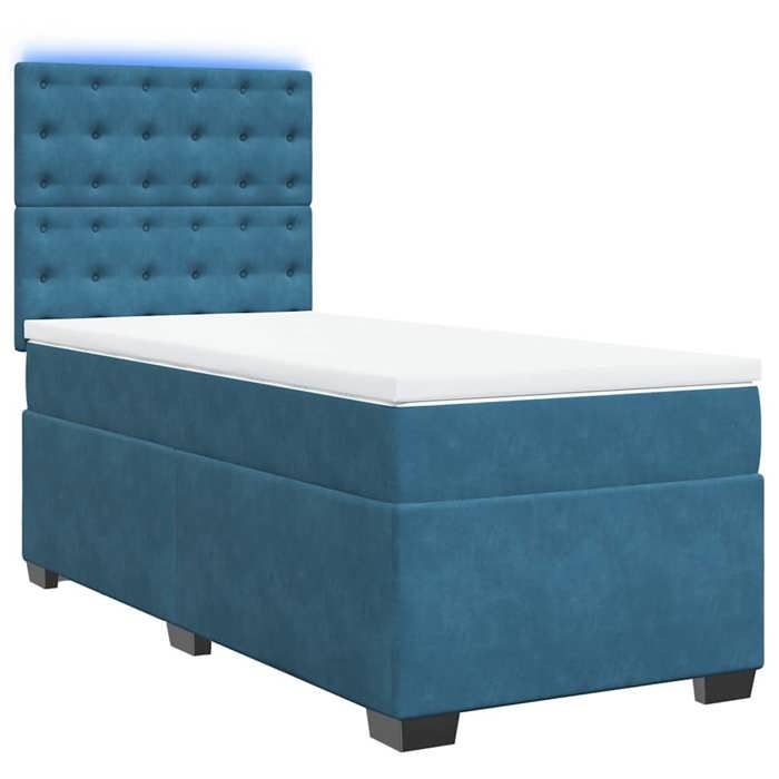 Maison Exclusive - Sommier à lattes de lit avec matelas bleu 90x190 cm velours