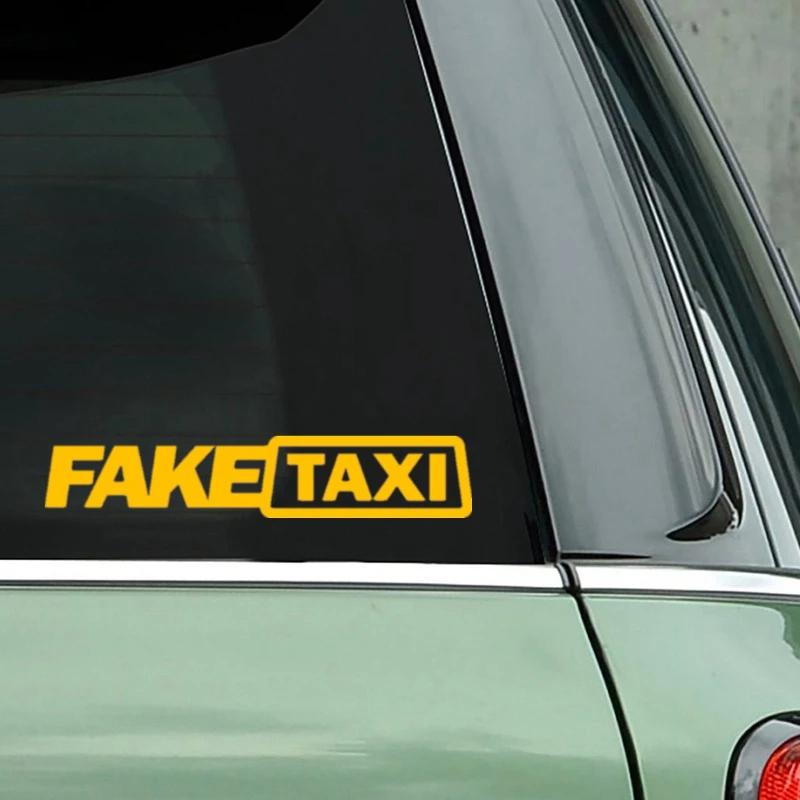 Funny FAKE TAXI Car Auto Sticker FakeTaxi Decal Emblem Self Adhesive Vinyl Universal For BMW Ford Toyota VW Honda Kia Opel Kia