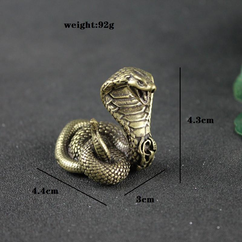 Antique Bronze Cobra Statue Ornament Zodiac Snake Miniature Figurines Copper Desktop Decoration Tea Pets Decor Accessories Craft