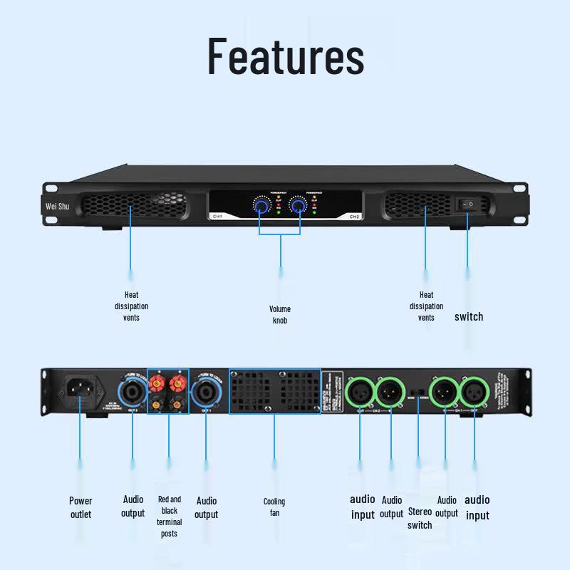 WeiShu A-10-4250 4-Channel 250W Digital Power Amplifier (CN version)