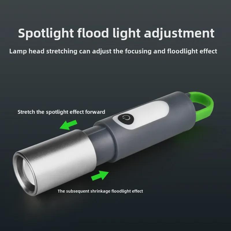 Многофункциональный кемпинговый фонарь с боковым COB светом, дальнобойным белым лазером и зумом