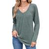 New Autumn and Winter Pleated V-neck Loose Long-sleeved T-shirt Top for Women