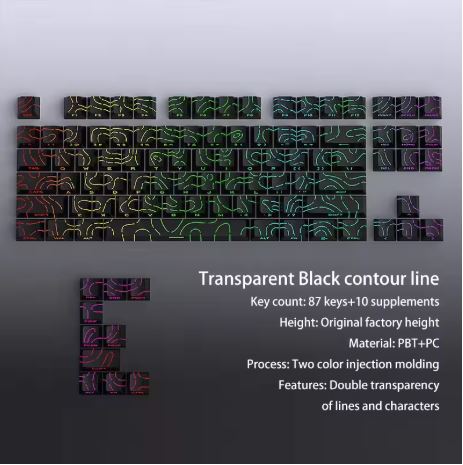 Xiaomi Новая Светящаяся Клавиша с Трещинами PBT+PC 135 Клавиш Боковая Гравировка Прозрачный Свет Подходит для Механической Клавиатуры с Переключателями MX 61/75/87