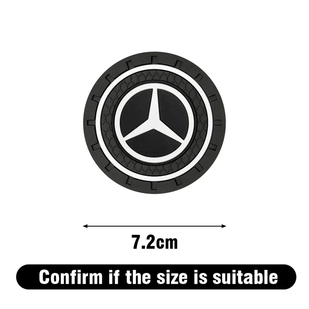 Car Sticker 2pcs Silicone Car Coaster Water Cup Bottle Non Slip Pad Anti-Slip Mats For Mercedes Benz AMG C200 C260 C300 W108 W12