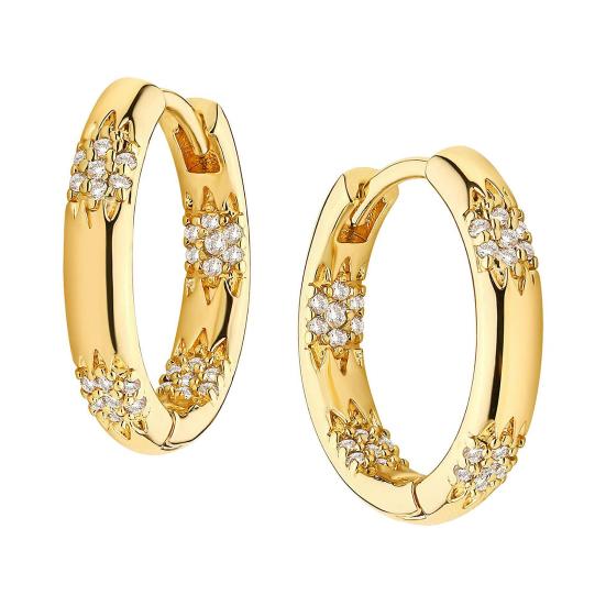 1 Pair Women Huggie Earrings Polished Cubic Zirconia Small Ear Hoop Lightweight Metal Ear Jewelry for Daily Wear Dating Party