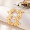 Metal Wide Open Bangle Gold Color Flower Bracelet Elegant Opening Arm Bracelet  Women's Accessories