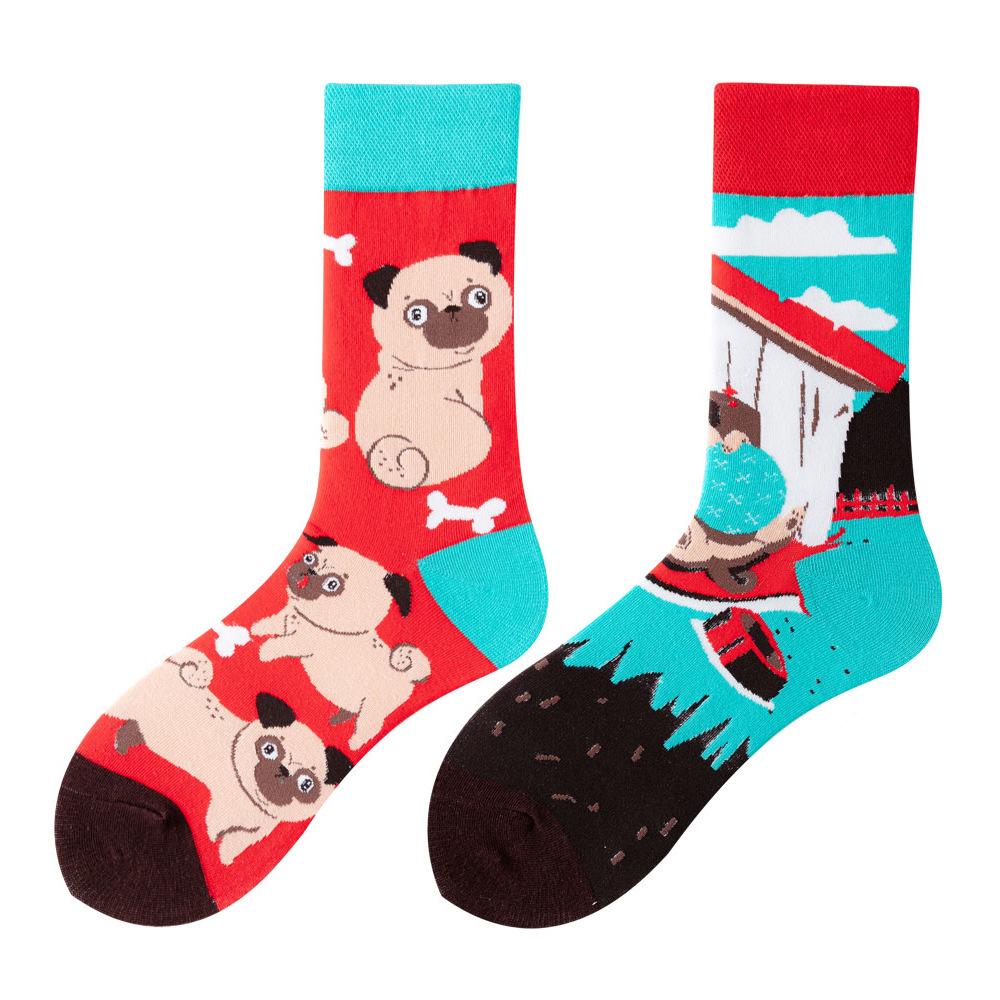 Asymmetric Colorful Christmas Cotton Socks for Couples