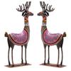 Расписанный вручную набор из 2 ярких цветных железных оленей для украшения стола, гостиной, офиса, домашнего декора, подарочный предмет 10,5x4,5 дюйма (Набор оленей)