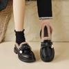 One Pedal Thick-soled Velvet Loafers Women's 2025 New Autumn and Winter Warm Cotton Shoes Fluffy Commuting French Small Leather Shoes