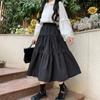 Black Long Skirts Women White Midi Skirt Autumn Soft Girl Preppy Style