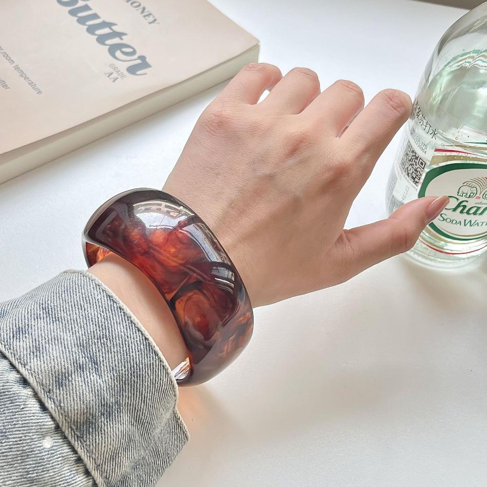 Bohemian Acrylic Bangle Shiny Transparent  Hand Ring Simple Irregular Wide Bracelet  Girls