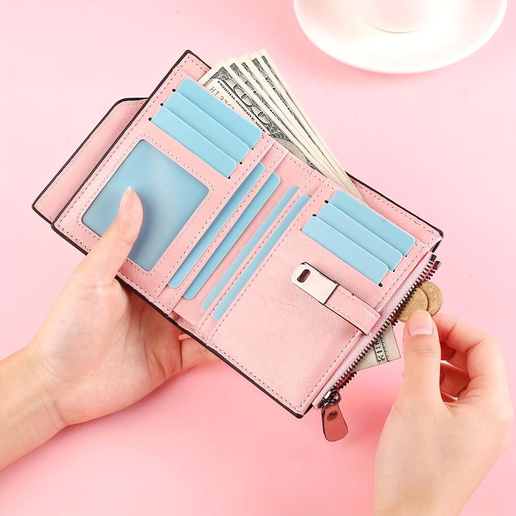 Мини-кошелек, многофункциональный держатель для карточек, сумка для документов с зажимом для денег, тройная сумка для карт, модный универсальный кошелек для монет на молнии