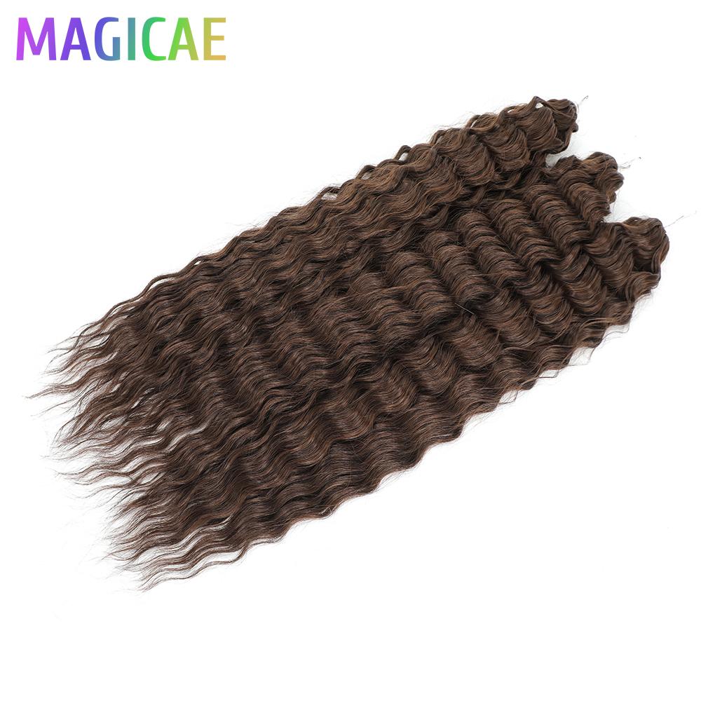 Magicae 3 шт. 300 г 22 дюйма Ариэль Глубокая вода Твист Крючком Косы Био-белок Кудрявые волосы Пиано Блонд P12/16/613 Омбре Коричневый 6#