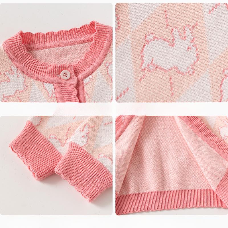 Дети любят кролика чистый хлопок свитер весна и осень девочка милый свитер кардиган пальто