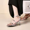 Women's Comfort Shoes High Heel Sandals Rhinestone Beach Fashion Dresses Versatile 2024 Solid Color Fabric Casual Zapatos