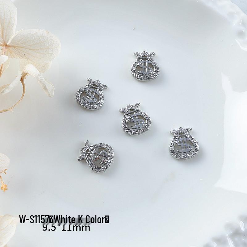 Новогодний маникюр: Роскошный подвеска-мешочек с цирконием и золотой инкрустацией из страз, носимые аксессуары для ногтей