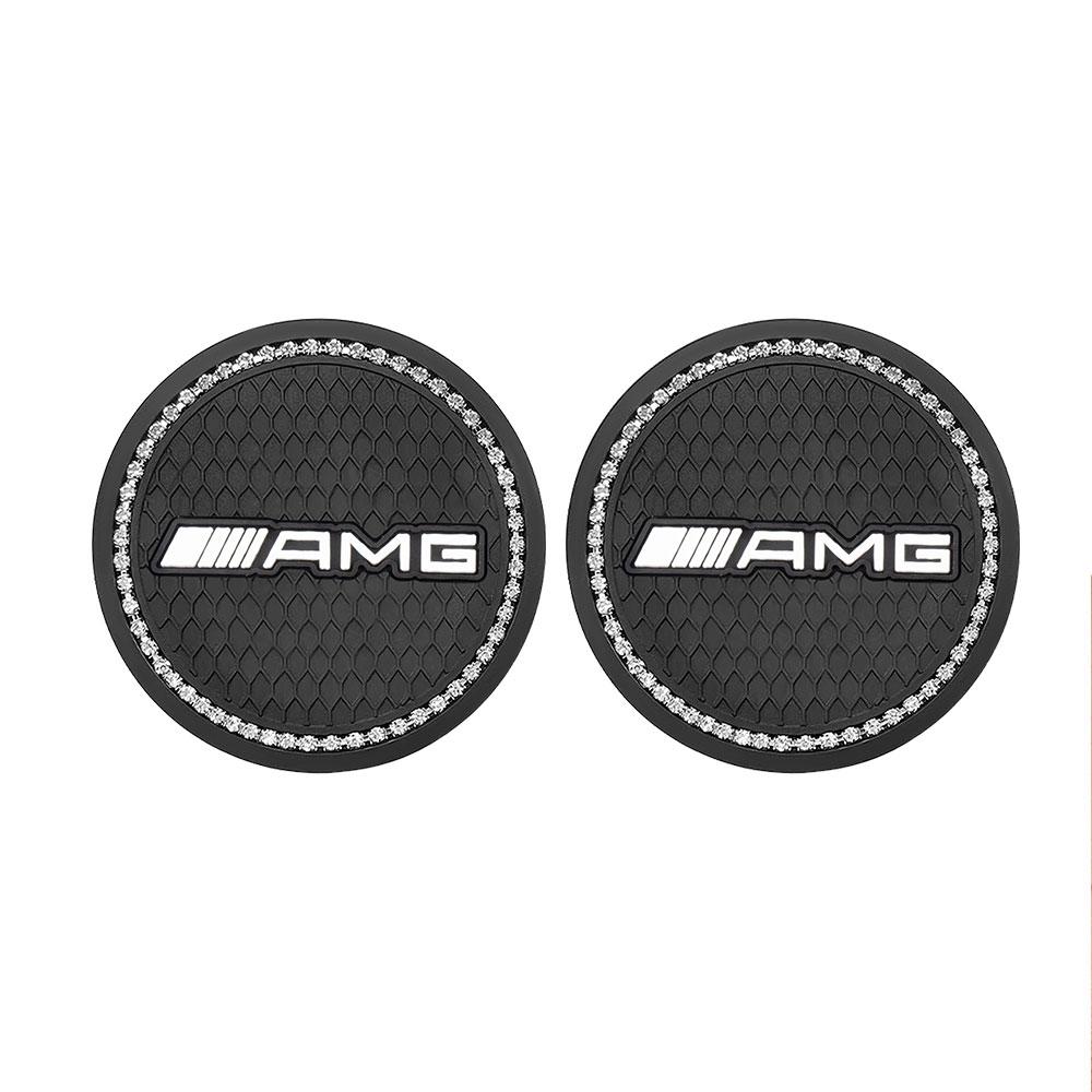GLC GLB 1/2Pcs Non-slip Car Water Cup Pad Diamond Rhinestone Rubber Mat For Mercedes-Benz AMG W108 W124 W140 W168 W202 Car Acce