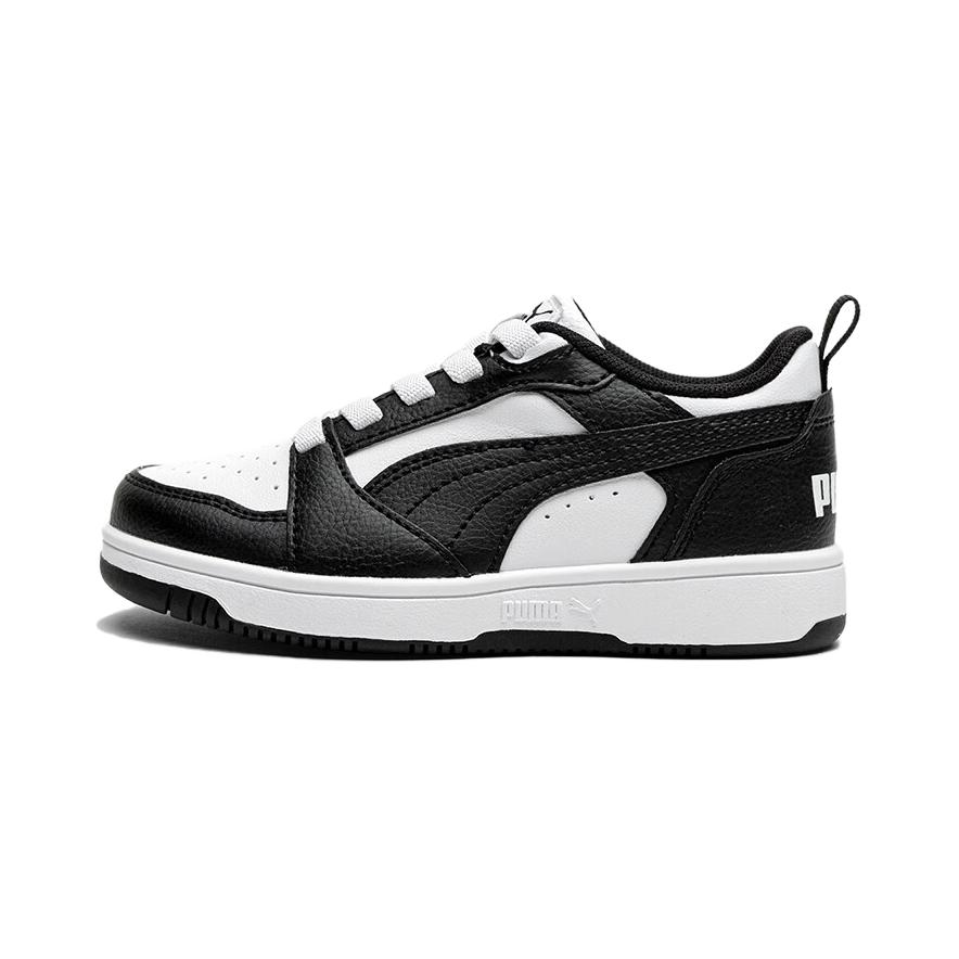Puma Rebound V6 Повседневные Удобные Универсальные Низкие Детские Кеды для Скейтбординга Детские Кроссовки Черные Белые 396742-01