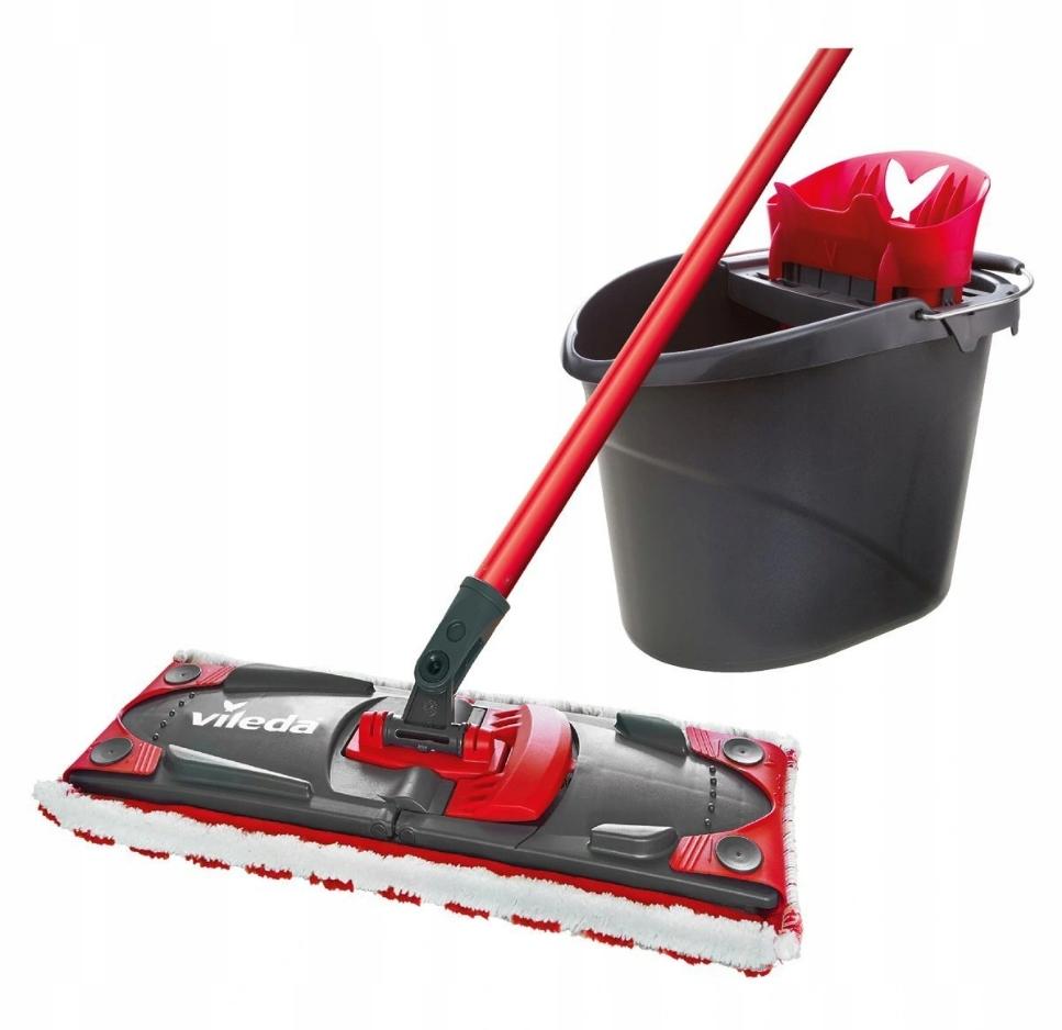Vileda flat mop with wringer and Ajax bucket