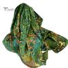 Rectangle Shawl Sunscreen Exquisite Faux Silk Scarf Women Green Printed Peacock Pattern Costume Accessories