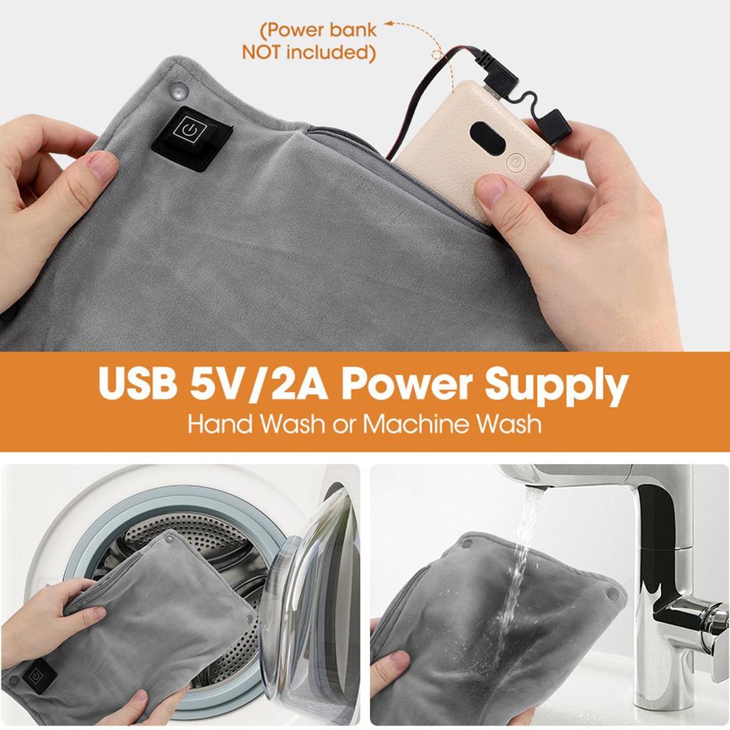 Electric Hand Warmers Rechargeable USB Heated Gloves Hand Warmers Pouch 3 Modes Heater Heating Pad For Outdoor Indoor Women Men