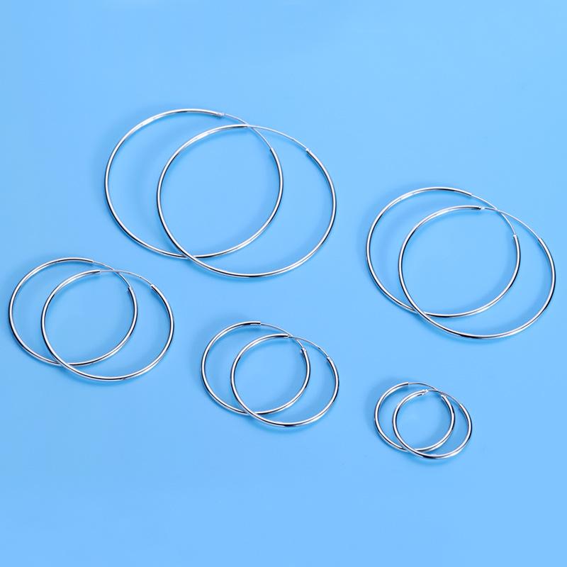 925 Silver Large Circle Hoop Earrings For Women's Wedding Fine fashion Jewelry Accessories