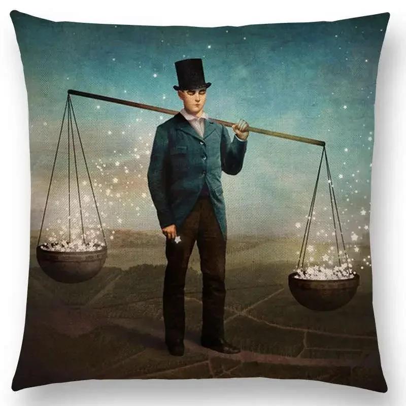 45x45cm Elegant Women Lovely Girl Shakespeare Fantasy Painting Moon Night Swan Dream Tree Cushion Cover Sofa Throw Pillow Cover