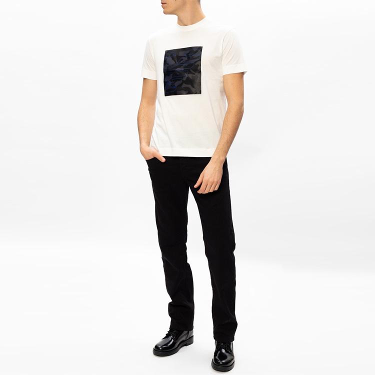 Emporio Armani Однотонная футболка с принтом логотипа, мужские топы, Белый 3K1TM7-1JDXZ-0101