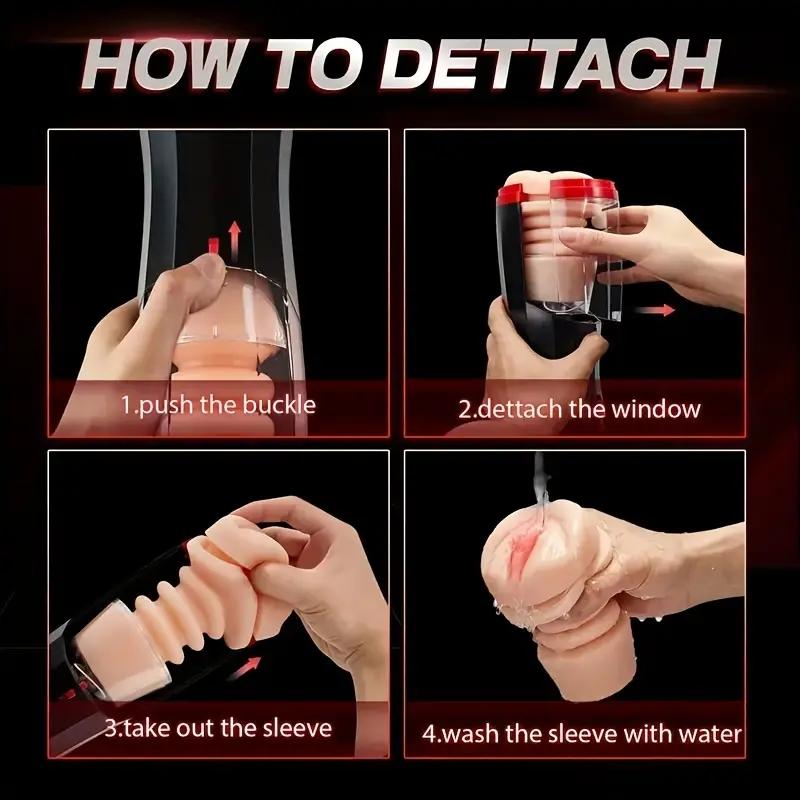 3 In 1 Push In Male Masturbation Cup, Male Masturbator Telescopic Rotating Vagina Masturbation Adult Erotica Piston Male Masturbation Cup Supplies