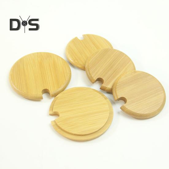 Крышка для чашки из бамбука с отверстиями для ложки, деревянная крышка для контейнеров, банок, мисок, многоразовая герметичная деревянная крышка для пищевых продуктов, аксессуары для напитков на вечеринке