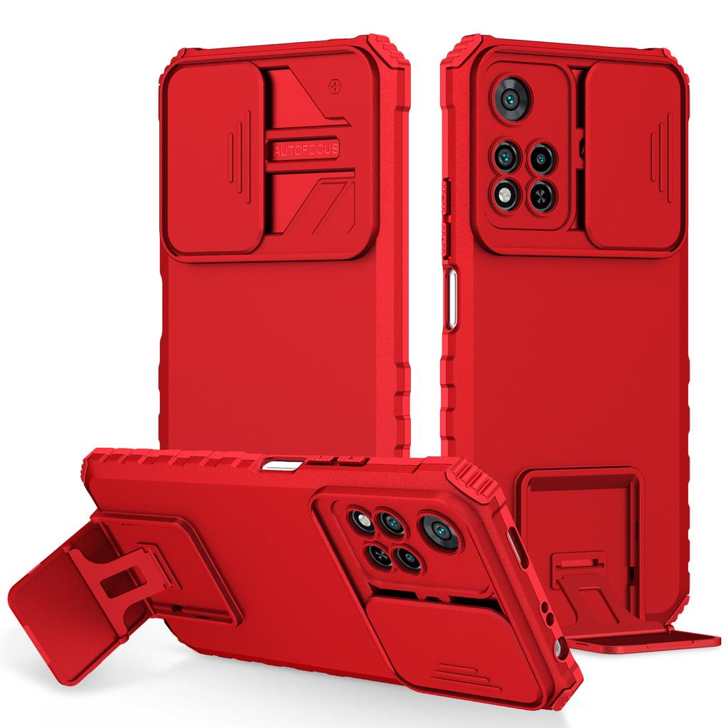 Shockproof Case For Redmi Note 10 4g 5g 10S 11SE 11Pro 4g 5g 12 Pro 4g 5g Slide Camera Lens Protection Stand Phone Cover