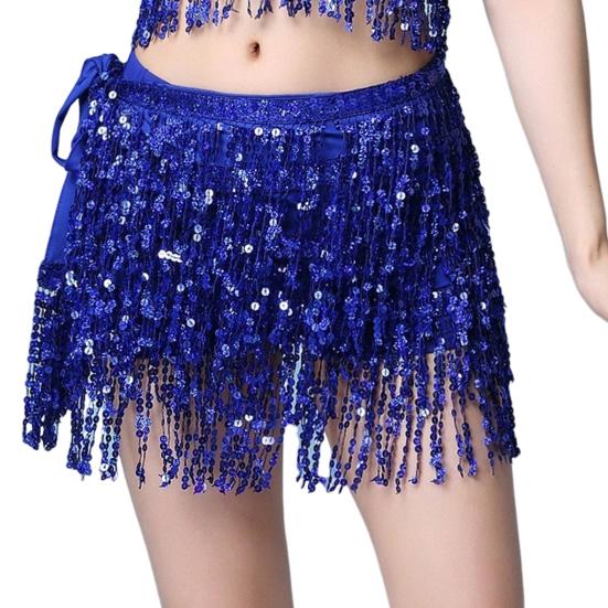 Женская юбка для танца живота с цепочкой, кисточками, пайетками, 3 слоя, на шнуровке, в стиле бохо, клубная одежда для выступлений, мини-юбка для латинских танцев, короткая юбка для тренировок, бедра