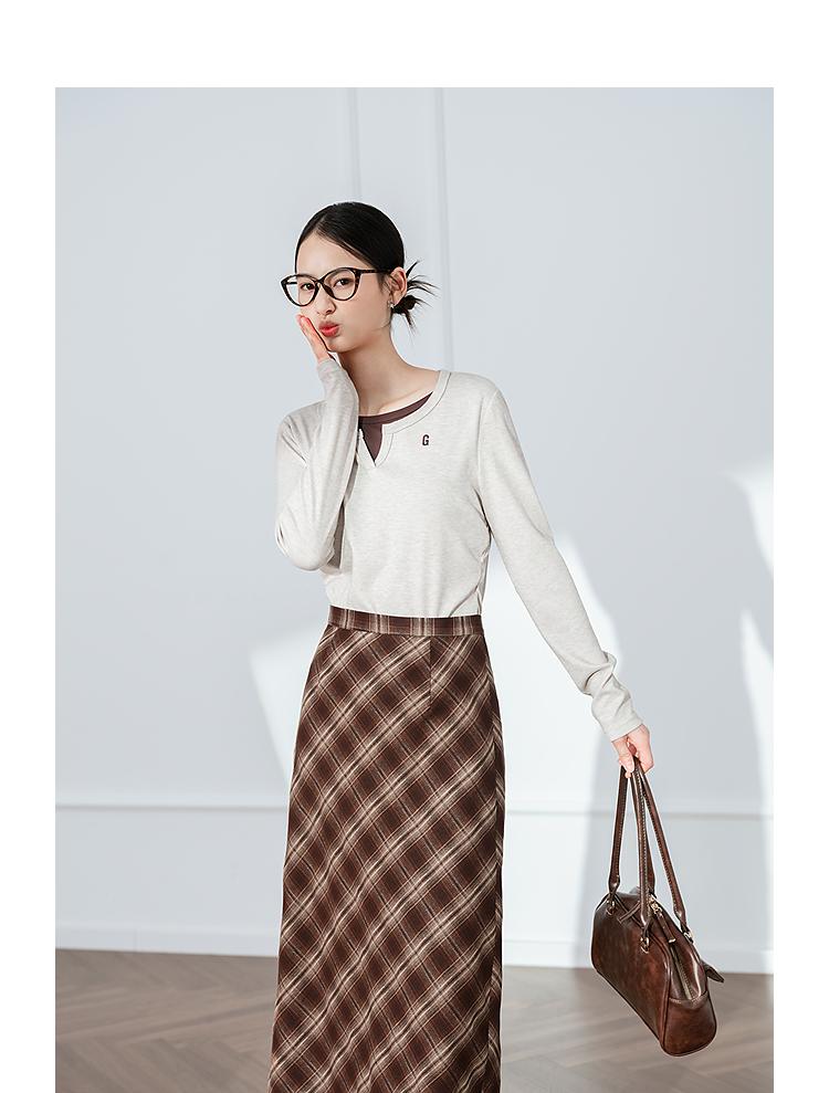 [Same as in the mall] Lagogo Lago Valley new high waisted comfortable Maillard patterned skirt